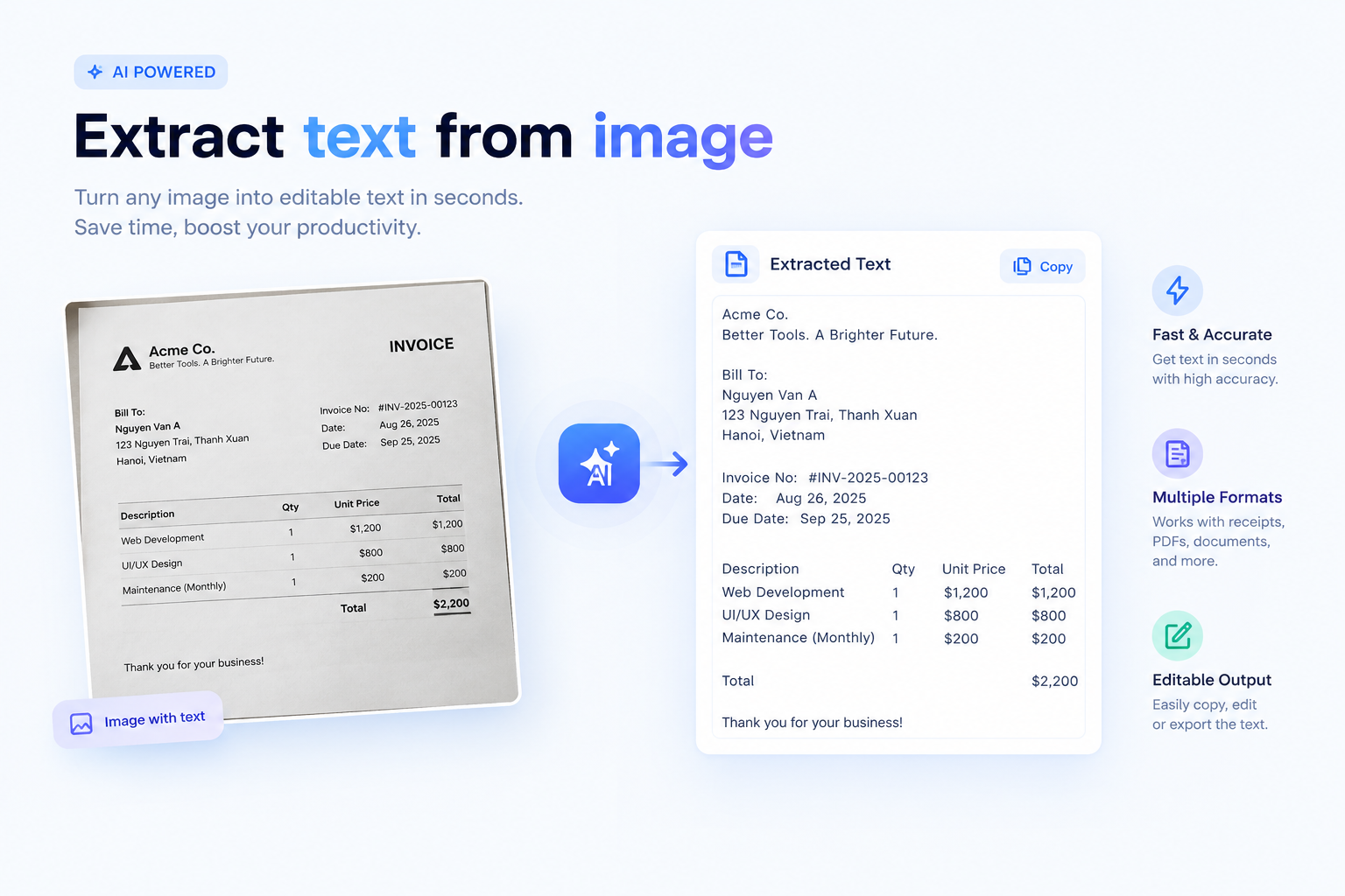 Extract text from image with Klipr AI
